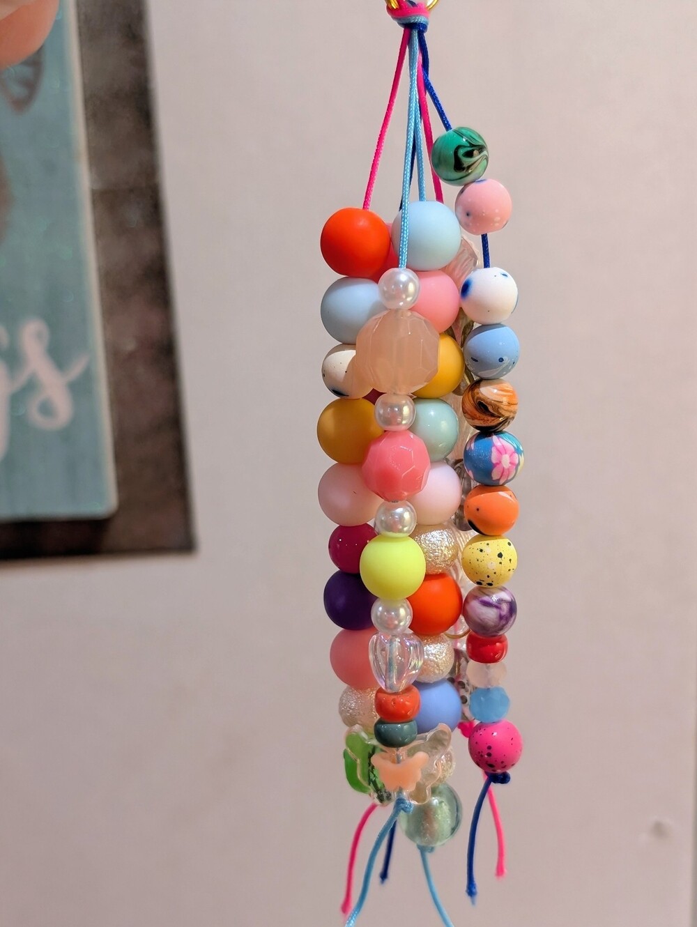Multicolor Beaded Keychain - Fun Colorful Accessory - Picture 3 of 5